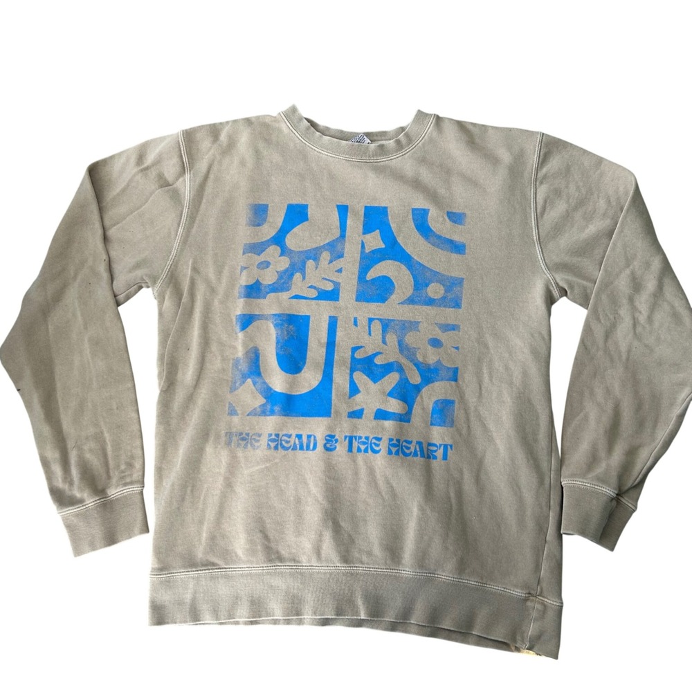The Head and The Heart Band Sweatshirt Mens Medium Tan Graphic Pullover Indie